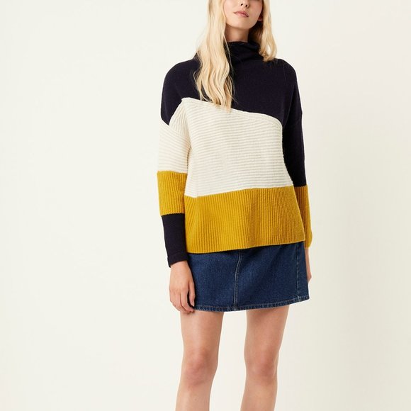 French Connection Sweaters - French Connection Color Block Funnel Neck Sweater